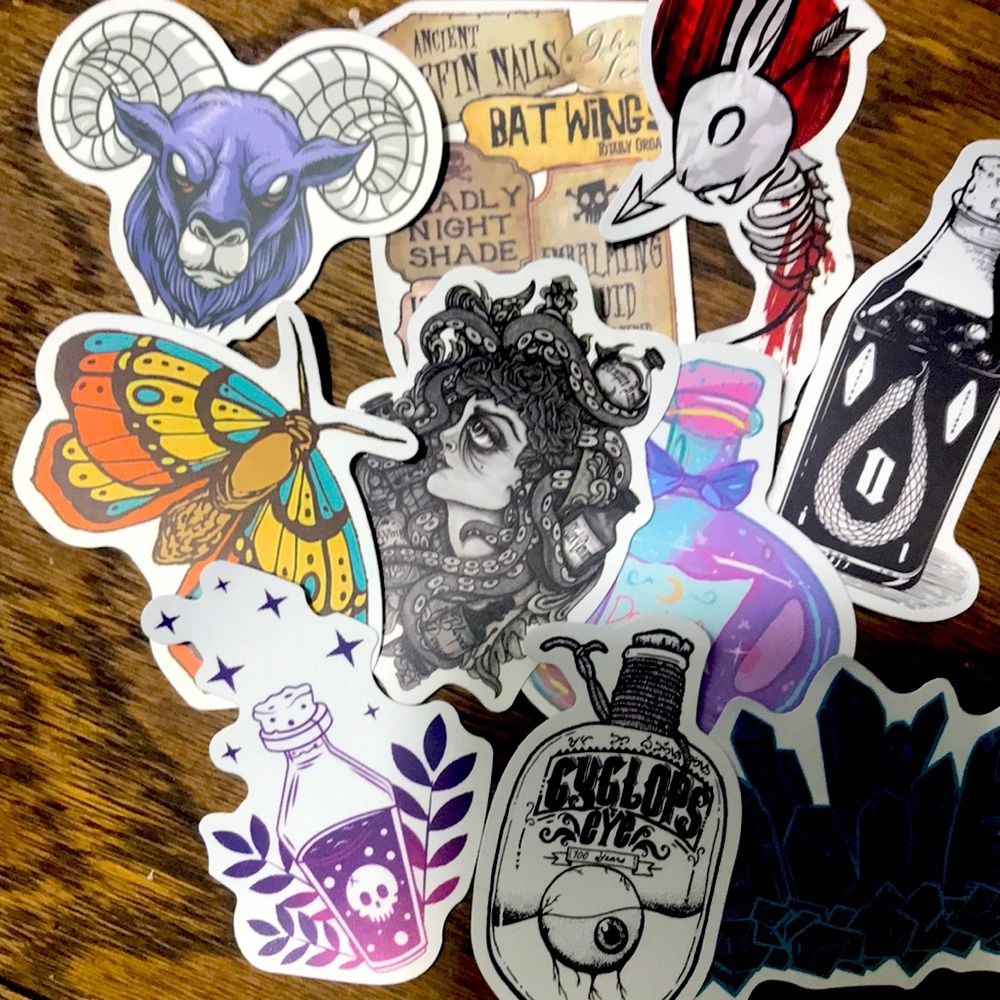 🖤 10 WITCHCRAFT/GOTHIC STICKERS 🔮